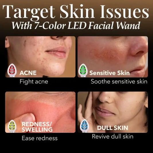 7-in-1 LED Light Therapy Facial Wand, EMS Microcurrent Face