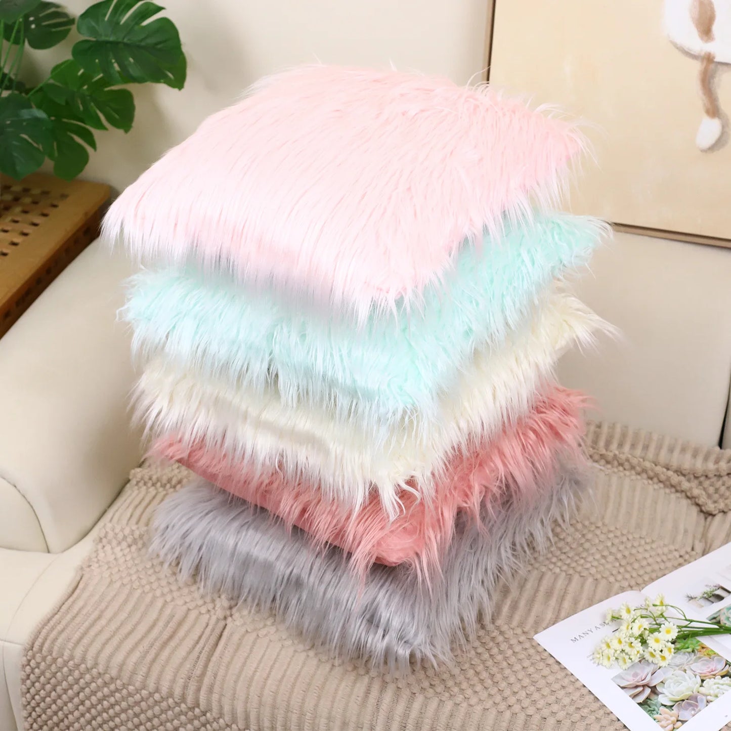 كيس وسادة قطيفة أبيض حديث بسيط