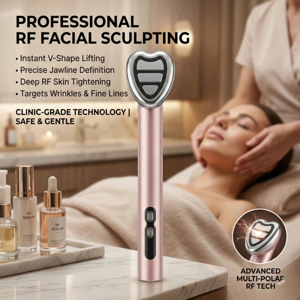 عصا علاج الوجه بالضوء LED 7 في 1، مع جهاز EMS للوجه بالتيار الجزئي